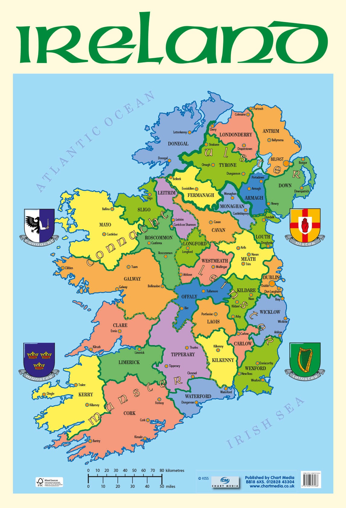 Irish Counties Map chartmedia . Educational Wallcharts and Posters